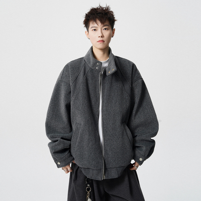 Lesstter美式宽松立领开衫外套