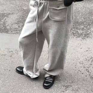 配小腰包加绒韩国设计重工复古拉链休闲哈伦裤 秋冬三色 运动长裤