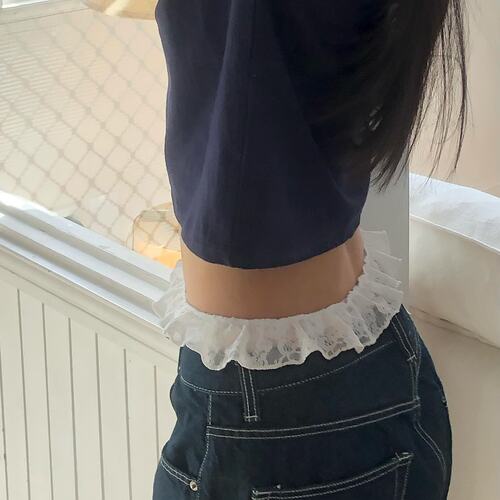三色夏季韩国ins少女日系蕾丝柔软波浪花边内搭中裤打底裤