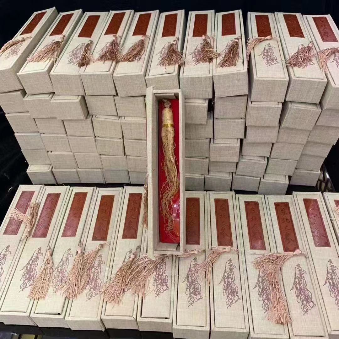长白山人参礼盒人参伴手礼生晒参单支装礼盒麻布风随手礼一盒包邮