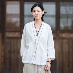 棉麻太极服女披风上衣 宽松太极拳练功服晨练服武术服外套