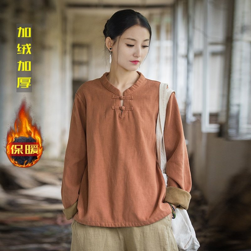 加绒保暖太极服女上衣 棉麻加厚太极拳练功服晨练服盘扣外套,运动/瑜伽/健身/球迷用品,太极服,淘宝优惠券,粉丝福利购,淘宝优惠卷