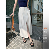 明线开衩西装 自留推荐 裙 极简小众九分裤 直筒裙 Row风亚麻气质挂