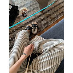 通勤巨爱亲肤松紧腰懒人裤 绒感条纹针织裤 cozy糯叽叽 舒适优先