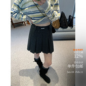 肌理感羊毛百褶裙内置安全裤 秋冬搭配万金油 前后两穿毛呢短裙