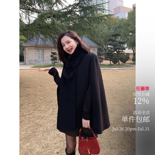 Blossoms繁花 新年稳赢魔女斗篷~羊绒澳毛手工短大衣 狐狸毛领