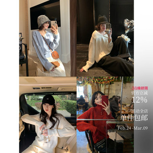 贴心厚度毛衣组 单穿内搭都好看!V领假两件/两穿翻领露肩宽松版