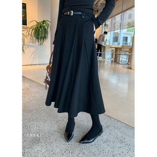 色系绝美重工羊毛伞裙 复杂工艺18片裁片拼接半身裙 垂坠不显胯