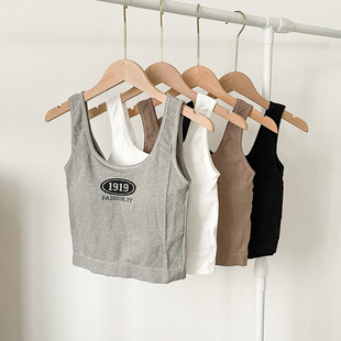 美背上衣 性感无袖 港味ins白色工字吊带背心女夏季 百搭带胸垫短款