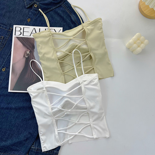 露背性感交叉美背吊带背心女夏季