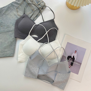 内衣女学生高中生无排扣吊带交叉美背抹胸聚拢打底夏季 文胸罩背心