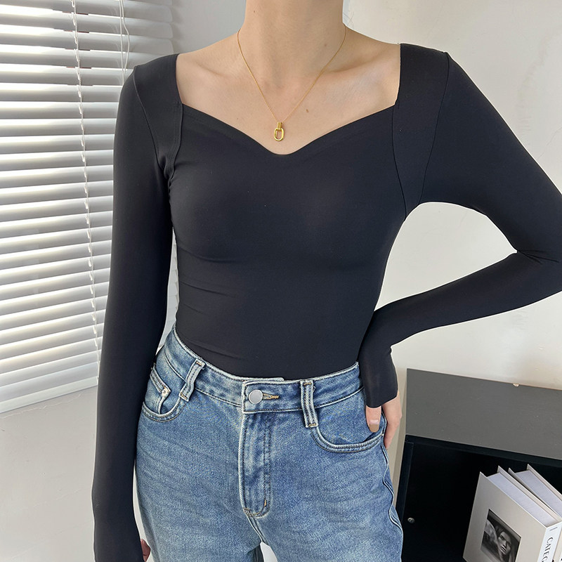 保暖上衣带胸垫免穿文胸赫本领美肤肌底衣女士V领打底衫美体秋衣,女士内衣/男士内衣/家居服,保暖上装,淘宝优惠券,粉丝福利购,淘宝优惠卷