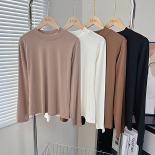 内搭2023新款 弹力修身 中领内衣秋衣 女春秋薄款 莫代尔半高领打底衫