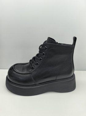 轩美诗//2025年新款女鞋厚底休闲百搭短靴后拉链装饰高跟靴60501