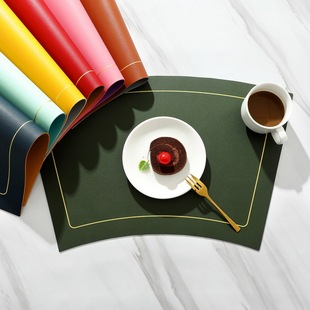 餐桌隔热垫高级感扇形餐垫中式酒店专用皮革桌垫高级感防水防油垫