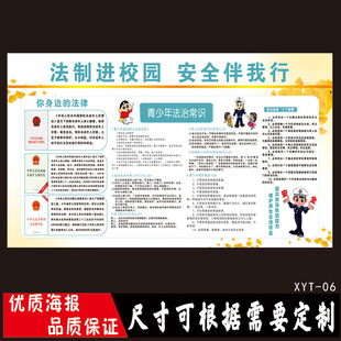 青少年法制安全教育宣传画墙贴校园安全教育海报毒品危害法制教育