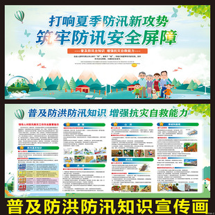 防洪防汛宣传栏海报定制防台展板防灾减灾挂图定做自然灾害洪涝贴