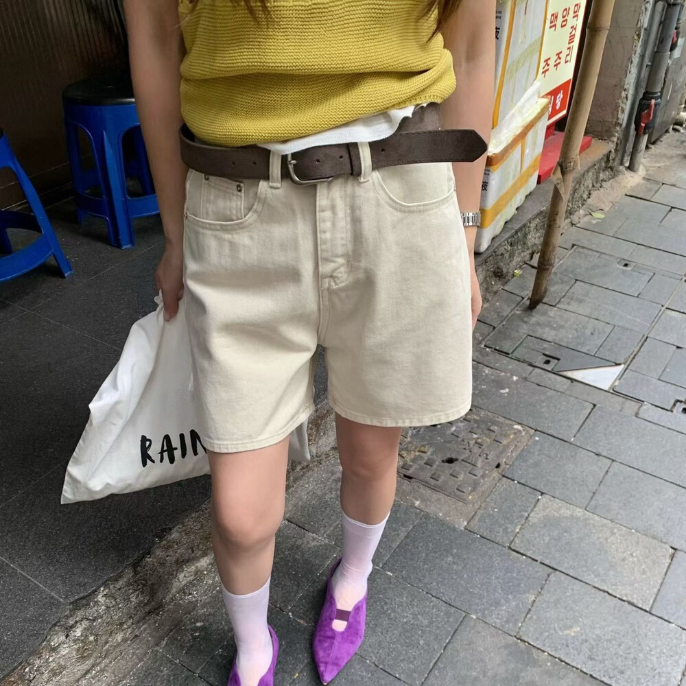 26夏上新韩系水洗洋气显瘦时尚牛仔短裤(配腰带)