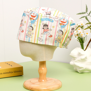 纯棉印花手术帽医生圆帽手术室专用帽子女透气调节扣不压头发男