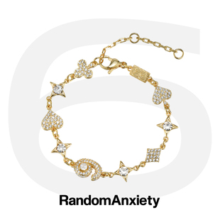 6祯 x 随机焦虑 联名「POKER 6」 扑克花色四芒星满钻同款手链