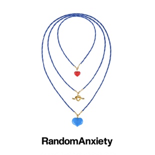 随机焦虑RA 蓝色幸运心形扭结编织红绳本命年项链