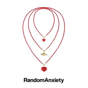 随机焦虑RA 红色幸运心形扭结编织红绳本命年项链