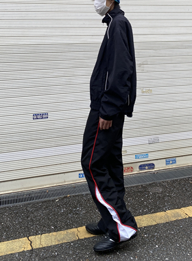 传奇商行撞色夏季潮常规款休闲裤宽松裤子高街微喇运动情侣长裤