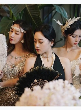 新娘发饰对夹发夹蕾丝仙女头饰侧边夹舞蹈演出发饰盖茨比头饰品