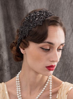 新款波西米亚复古新娘头饰珍珠水晶发饰婚纱配饰品派对发箍发带女