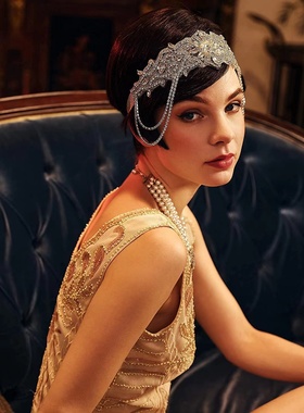 新款复古盖茨比水钻新娘头带1920s flapper headpiece发带头饰女