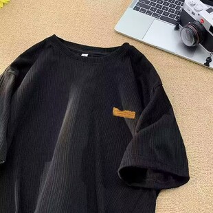 新款 2026夏季 t恤男士 运动休闲衣服 男款 套装 潮牌宽松纯色半袖 短袖