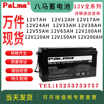 PALMA八马蓄电池PM12V7AH17AH24AH38AH65AH100AH200AH/铅酸免维护