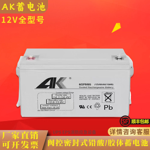 AK蓄电池 6-GFM-33/12V100AH65AH55AH40AH消防主机应急照明直流屏