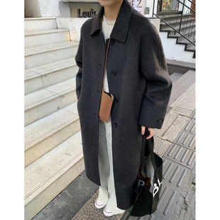 双面羊绒大衣女气质简约中长款 宽松羊毛呢外套高级感轻奢风 韩版