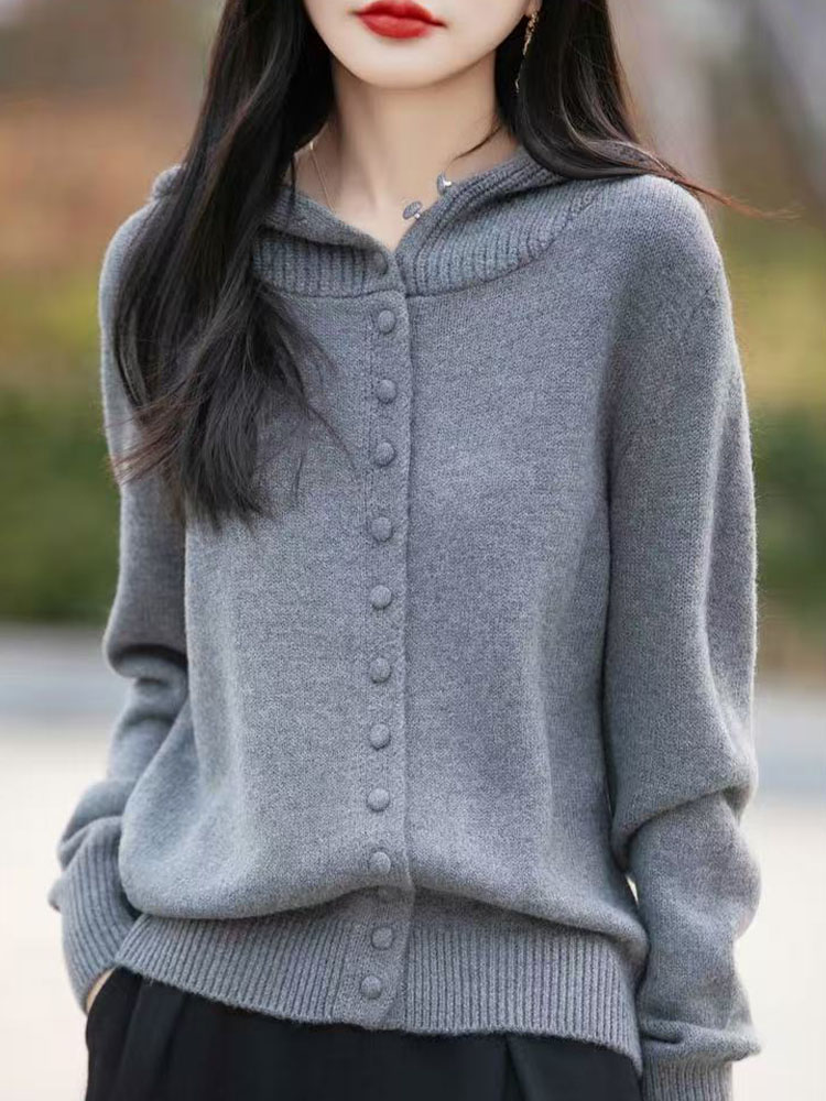 早秋连帽卫衣针织开衫外套女2025新款春秋洋气大码女装秋冬上衣