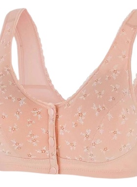 前扣背心文胸无钢圈妈妈中老年人全棉女士薄款透气内衣中年人胸罩