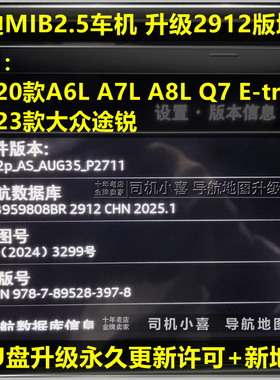 2912版 大众途锐奥迪C8 A6L A7A8L Q7 Etron导航地图升级U盘 密钥