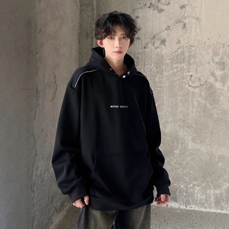 300g重磅美式高街连帽卫衣男秋冬潮牌拉链cleanfit小众设计感外套