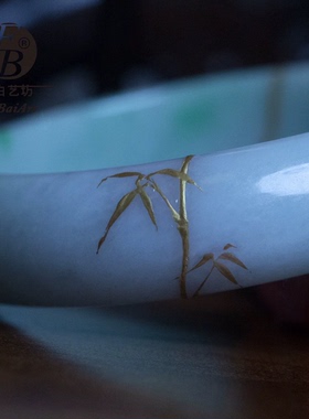 翡翠和田玉手镯断裂描金修复