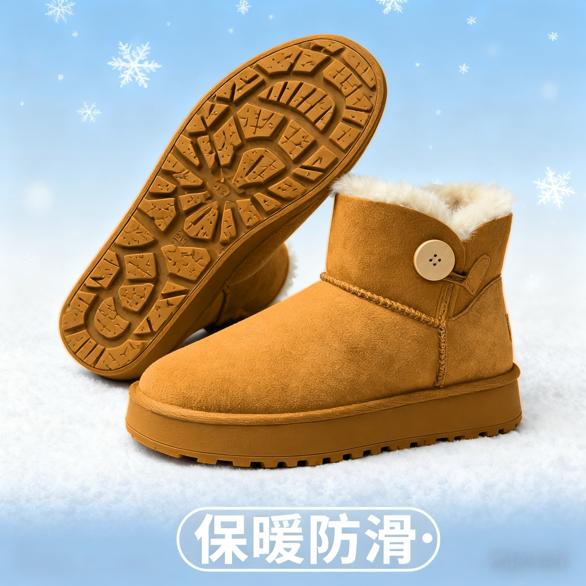 2025冬季新款皮毛一体中筒雪地靴