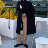 潮流百搭双排扣呢子外套 加厚过膝风衣韩版 美式 毛呢大衣男中长款