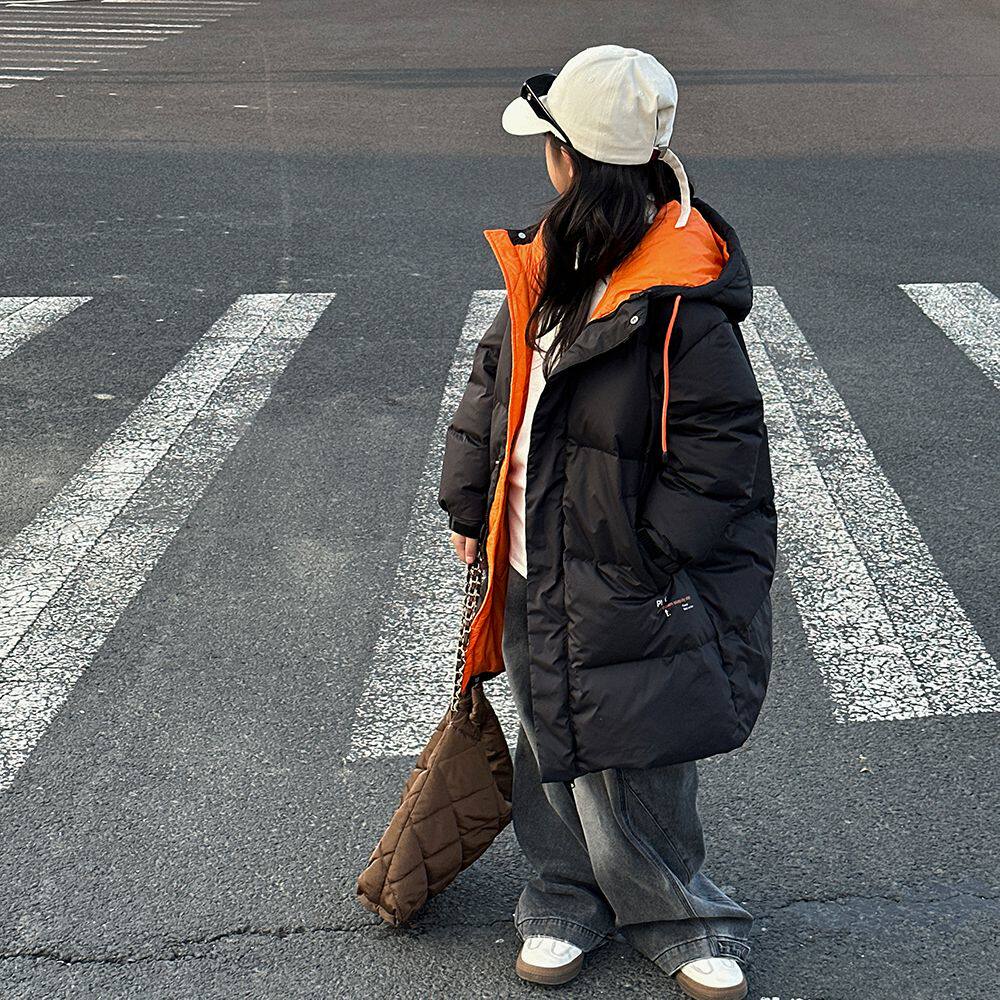 韩国新款冬季儿童羽绒服中大童男女童过膝长款加厚保暖宽松外套潮