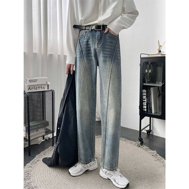 牛仔裤男秋冬季宽松直筒裤高街ins休闲痞帅高级感青年阔腿长裤子,男装,牛仔裤,淘宝优惠券,粉丝福利购,淘宝优惠卷