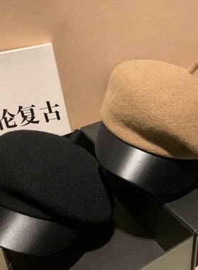 秋冬英伦毛呢八角帽女显脸小