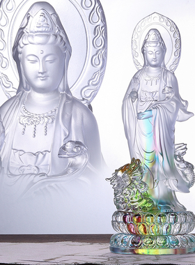 琉璃踏龙乘龙观音龙头观世音菩萨