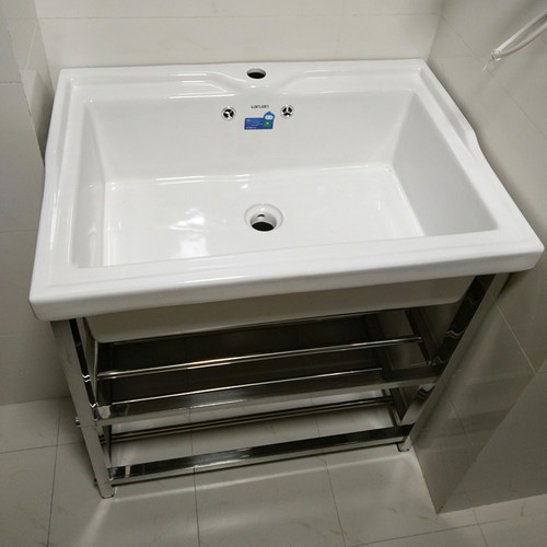 陶瓷家用带搓板水槽一体洗手台盆