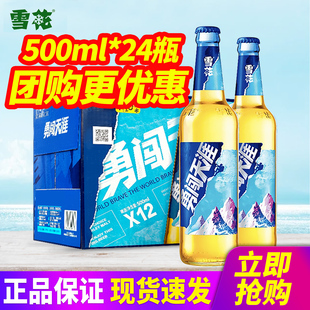 雪花啤酒勇闯天涯玻璃瓶500ml*12瓶*2箱整箱包邮原汁麦8°P