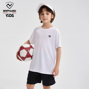 诺诗兰儿童运动速干短袖套装男童新款中大童T恤排汗透气半袖上衣