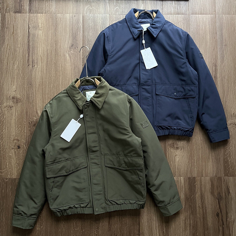 冬季新款男士复古撞色灯芯绒翻领加厚夹棉外套棉服