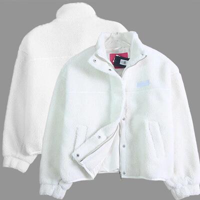 美汤系立领休闲风格 冬季仿羊羔绒拉链立领保暖外套